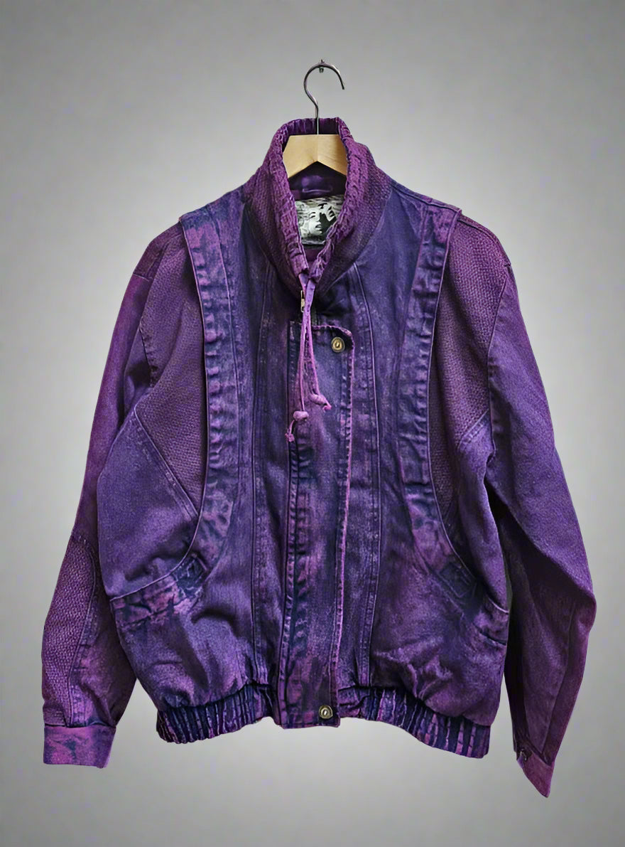 80s Rasberry Dyed Bomber Jacket L
