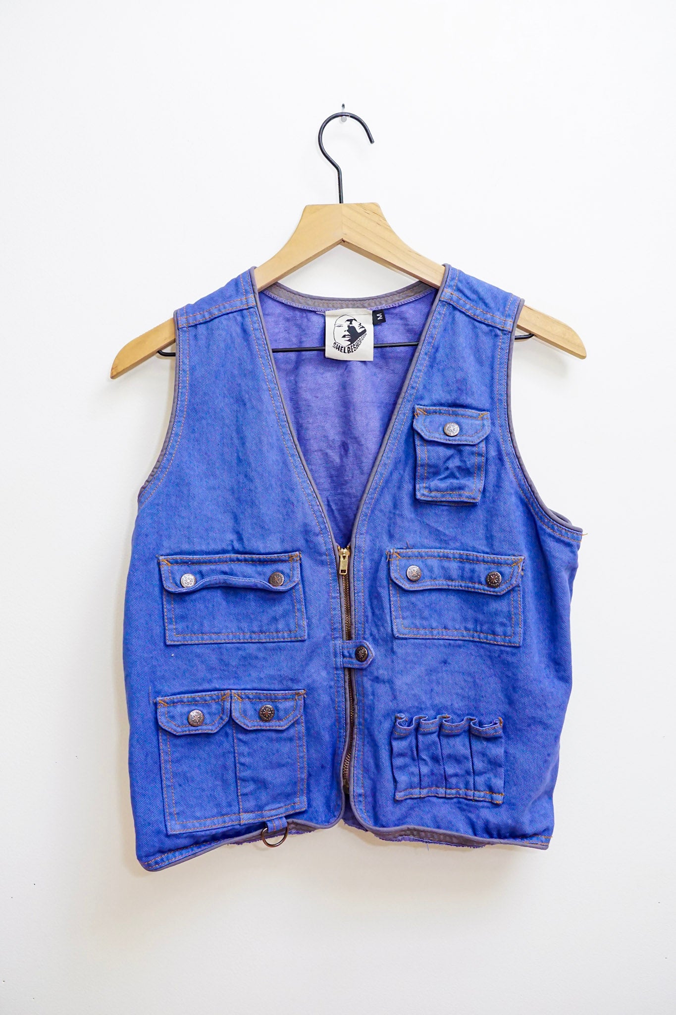 Lillac Dyed Cargo Denim Vest S