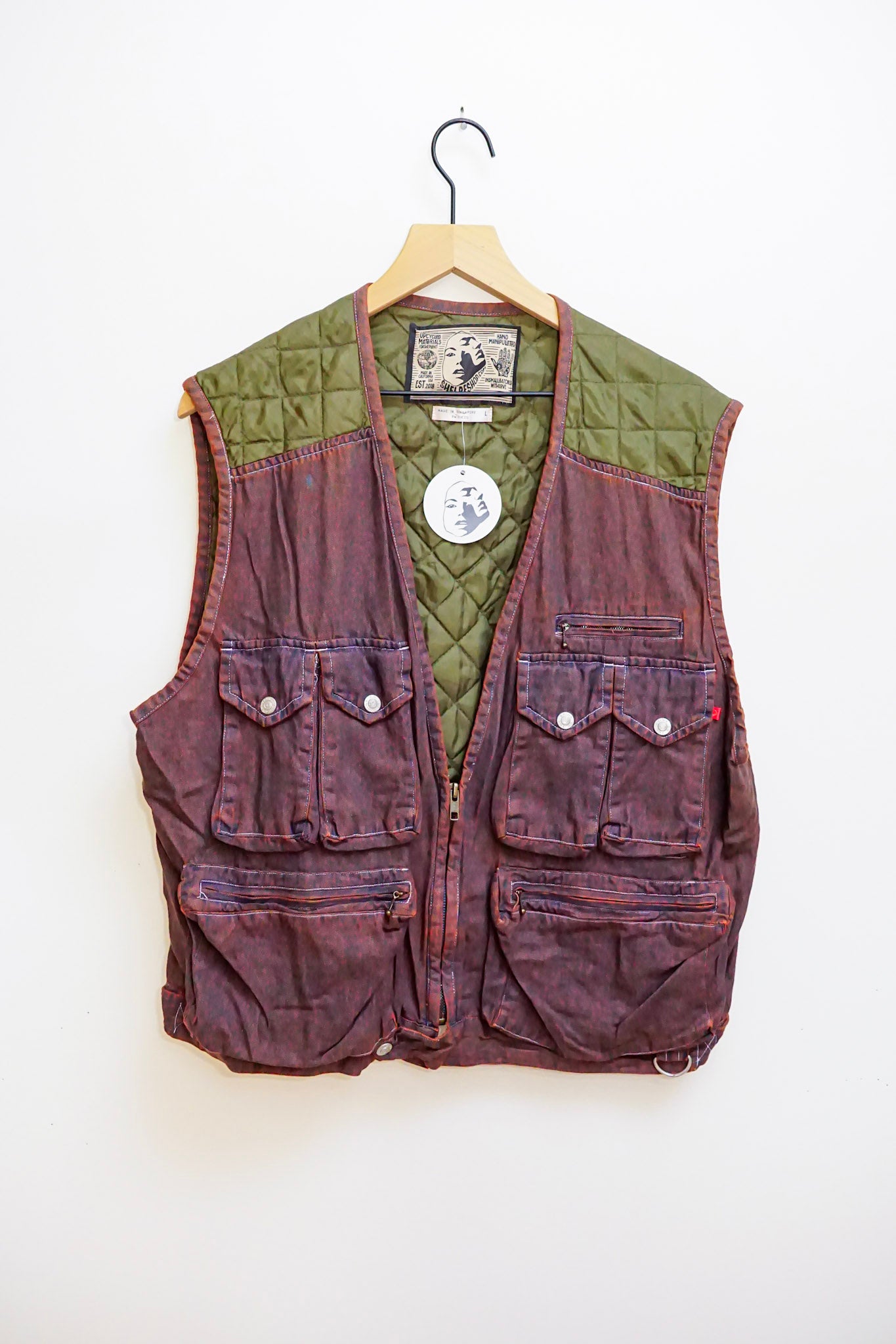 Crimson Dyed Cargo Vest