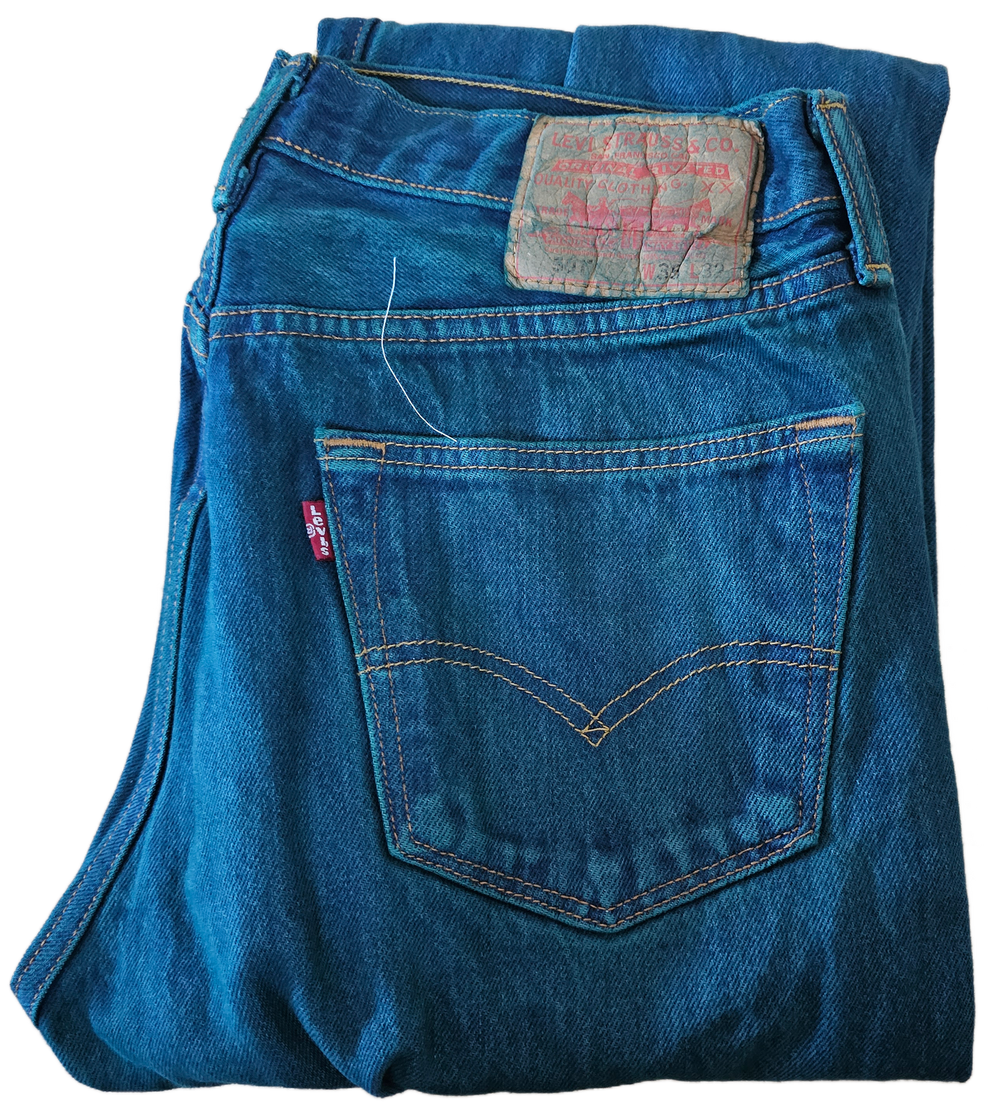 Forest green dyed Levi’s Denim- 501 35x32