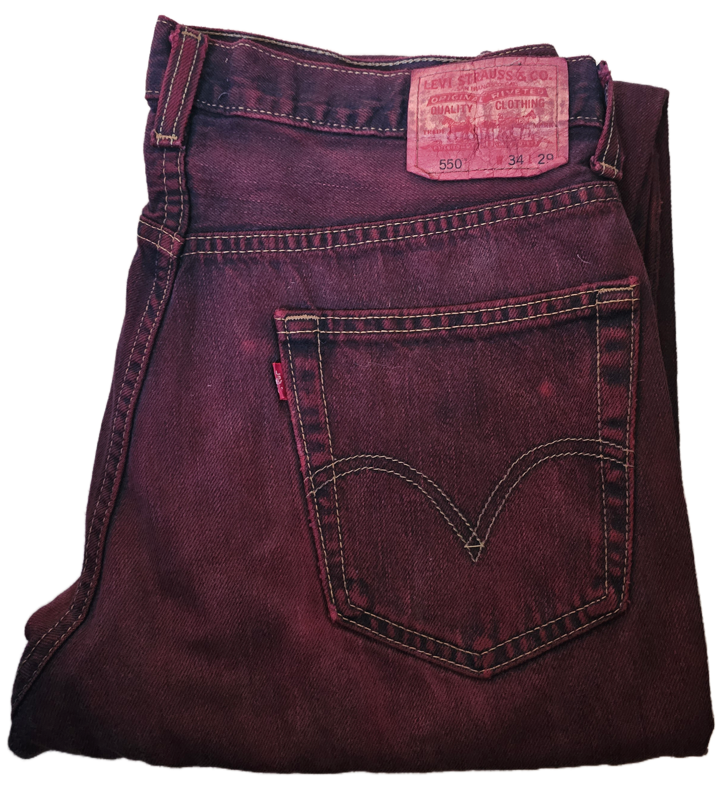 Red Dyed Levi’s Denim - 550 34x29