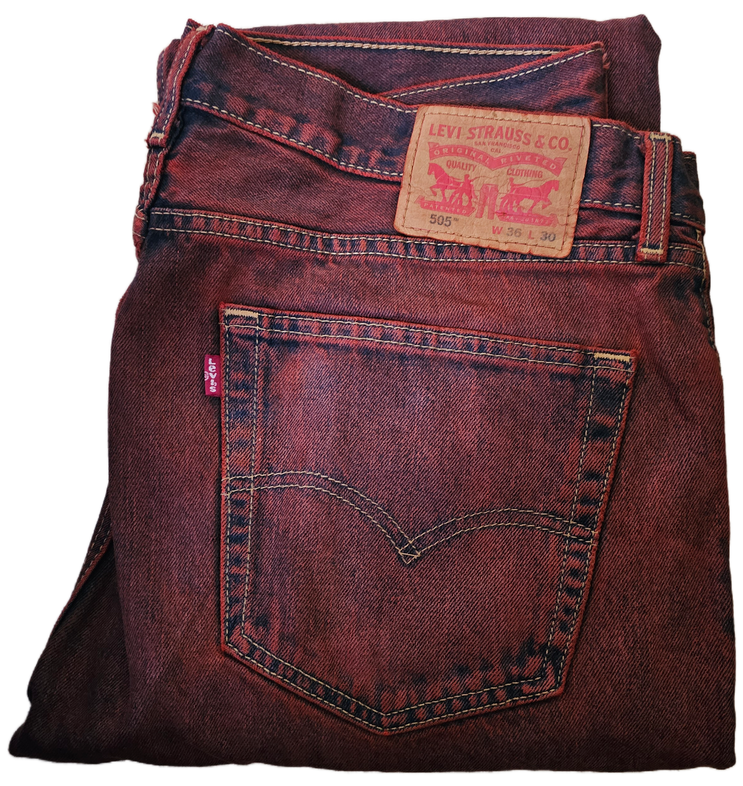 Red dyed Levi’s Denim-505 36x30
