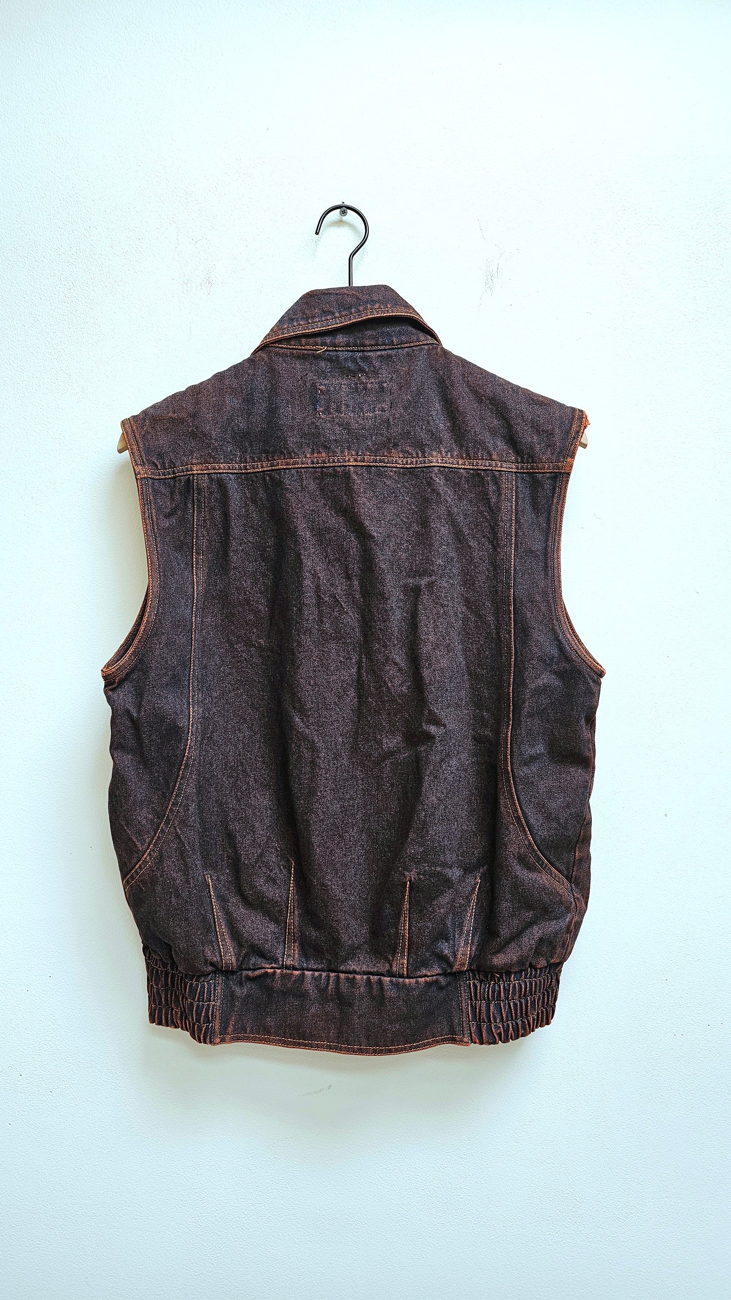 Ox blood denim biker vest S