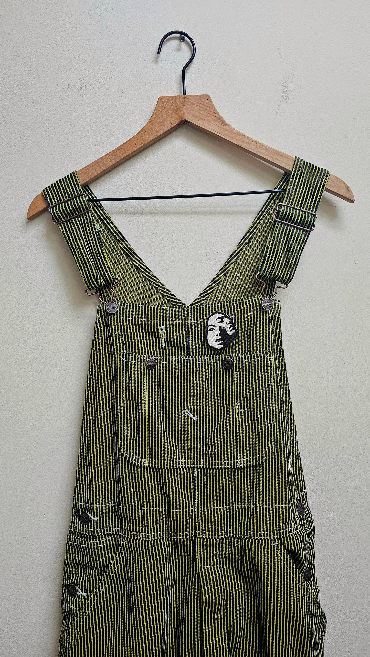 Overdyed Pin stripe Overall- yellow