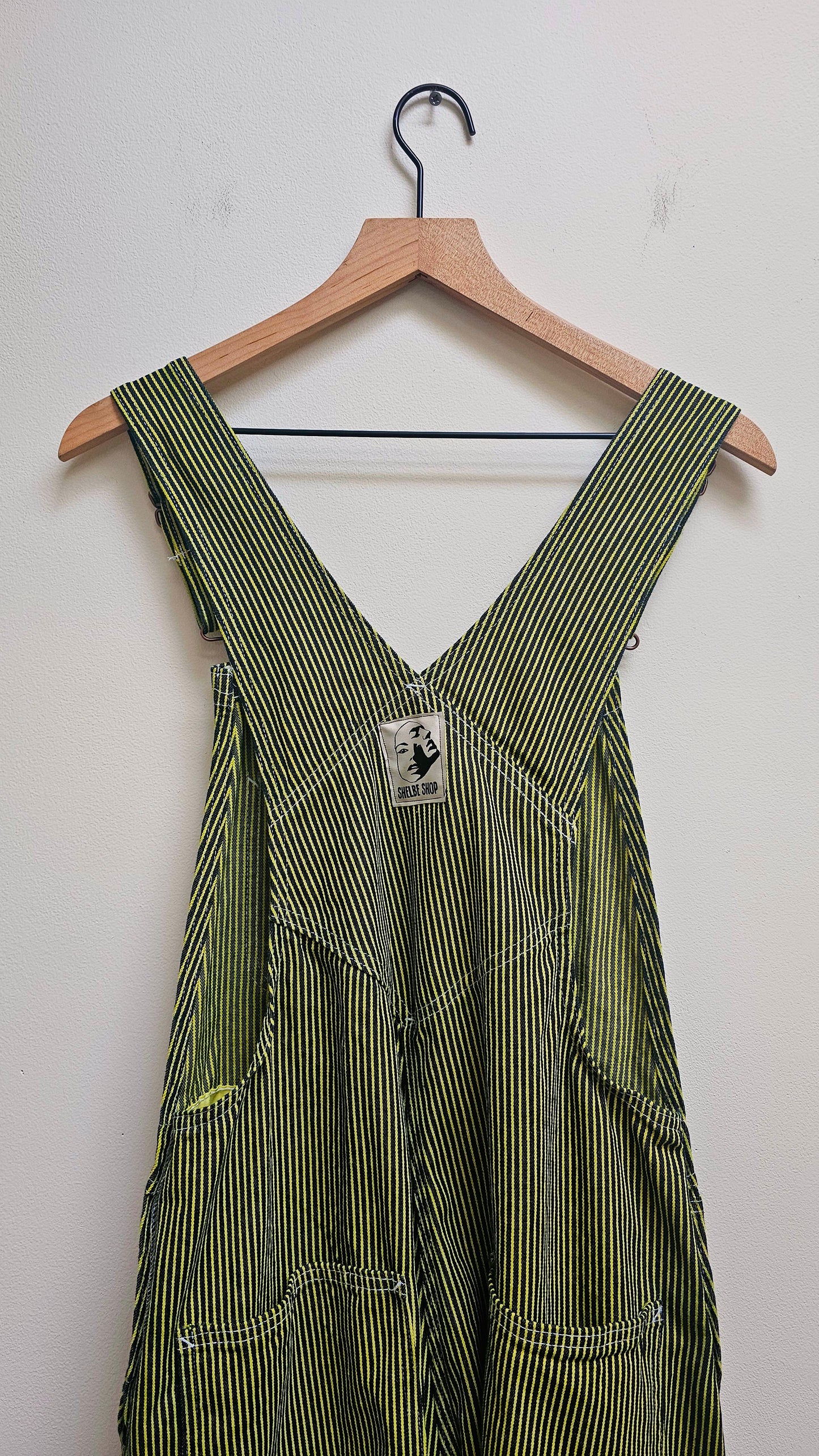 Overdyed Pin stripe Overall- yellow