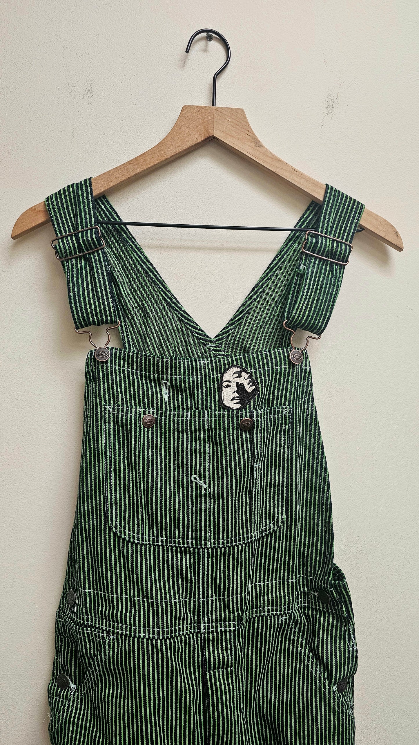 Overdyed Pin stripe Overall- green