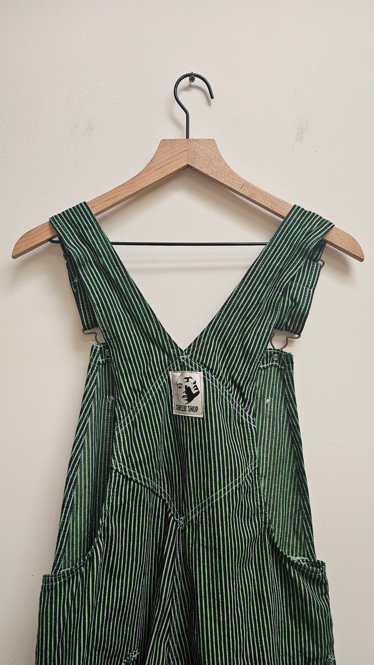 Overdyed Pin stripe Overall- green