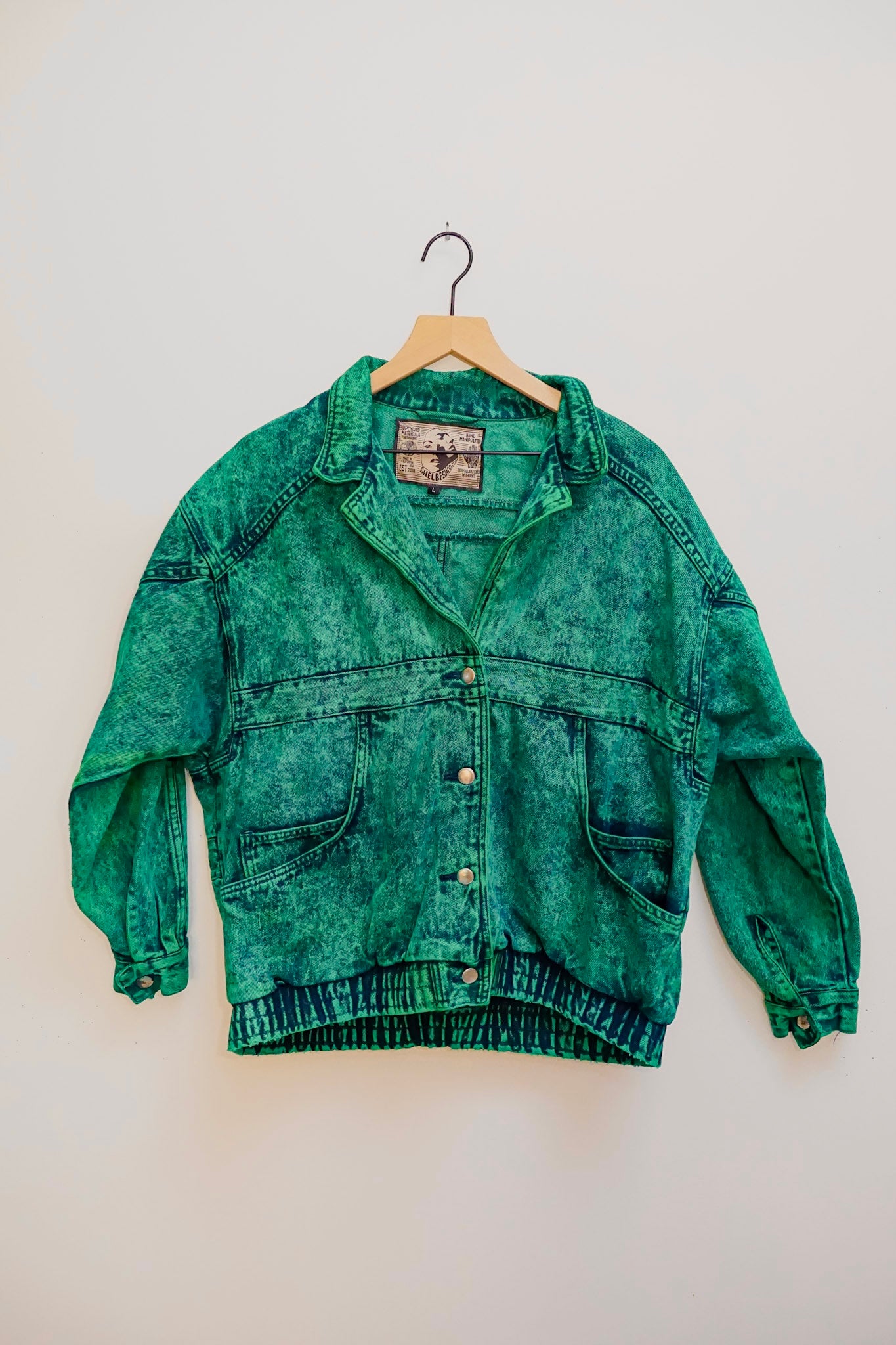 80’s Emerald Dyed Bomber Jacket L