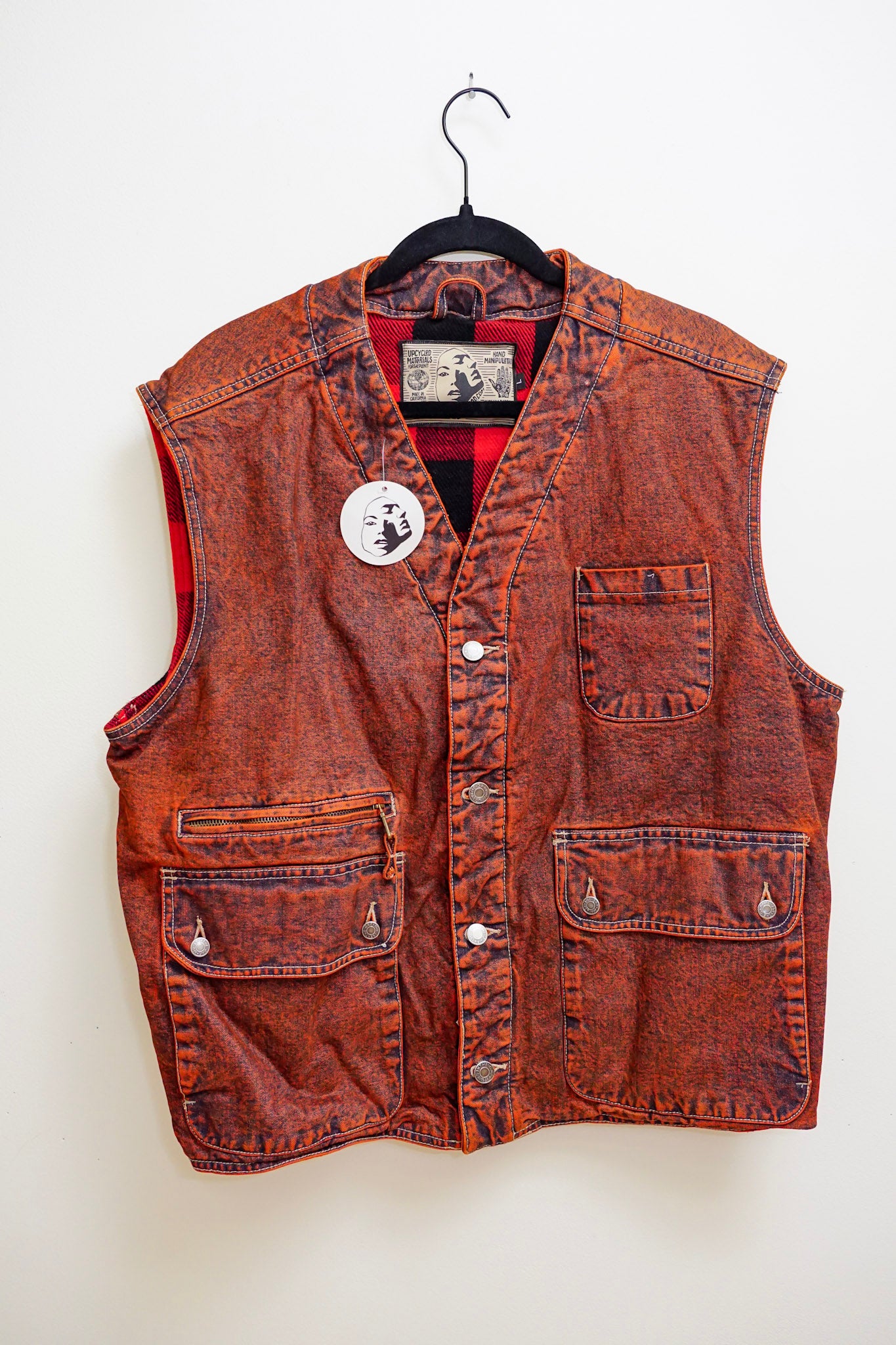 Burnt Orange Dyed Cargo Vest L