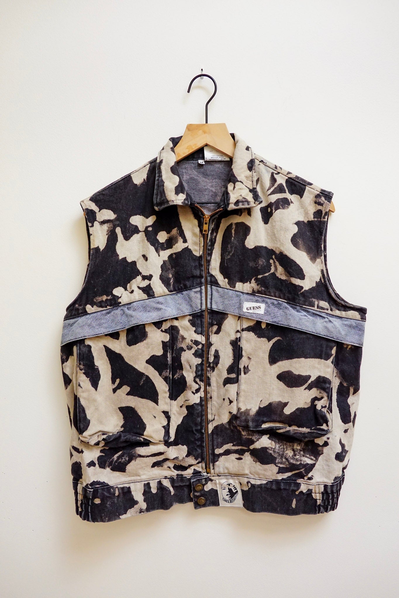 Guess Jeans acid Wash black Bomber Vest