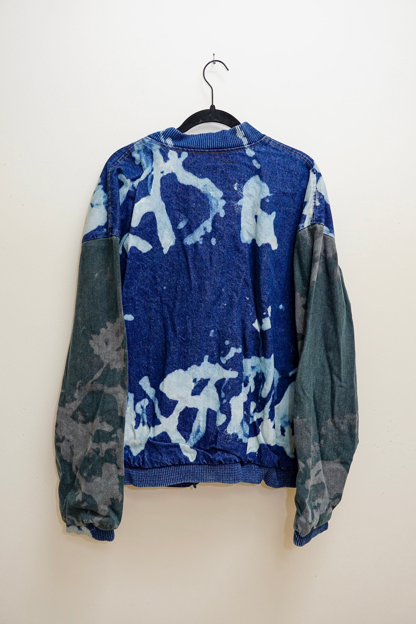 Green Canvas & Denim Acid wash vintage varsity jacket L