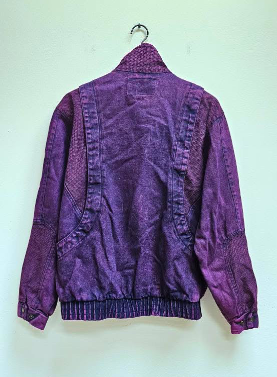 80s Rasberry Dyed Bomber Jacket L