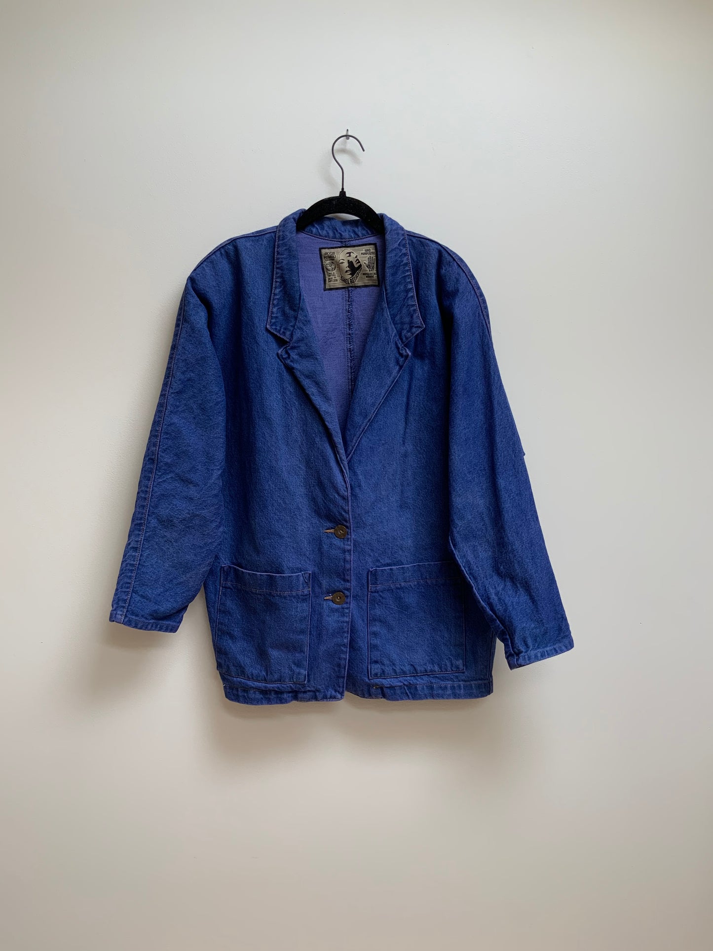 Up cycled denim blazer- lilac L