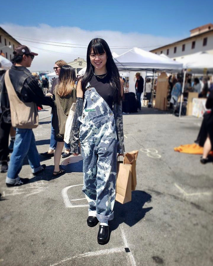 Acid Wash Pin Striped key overalls