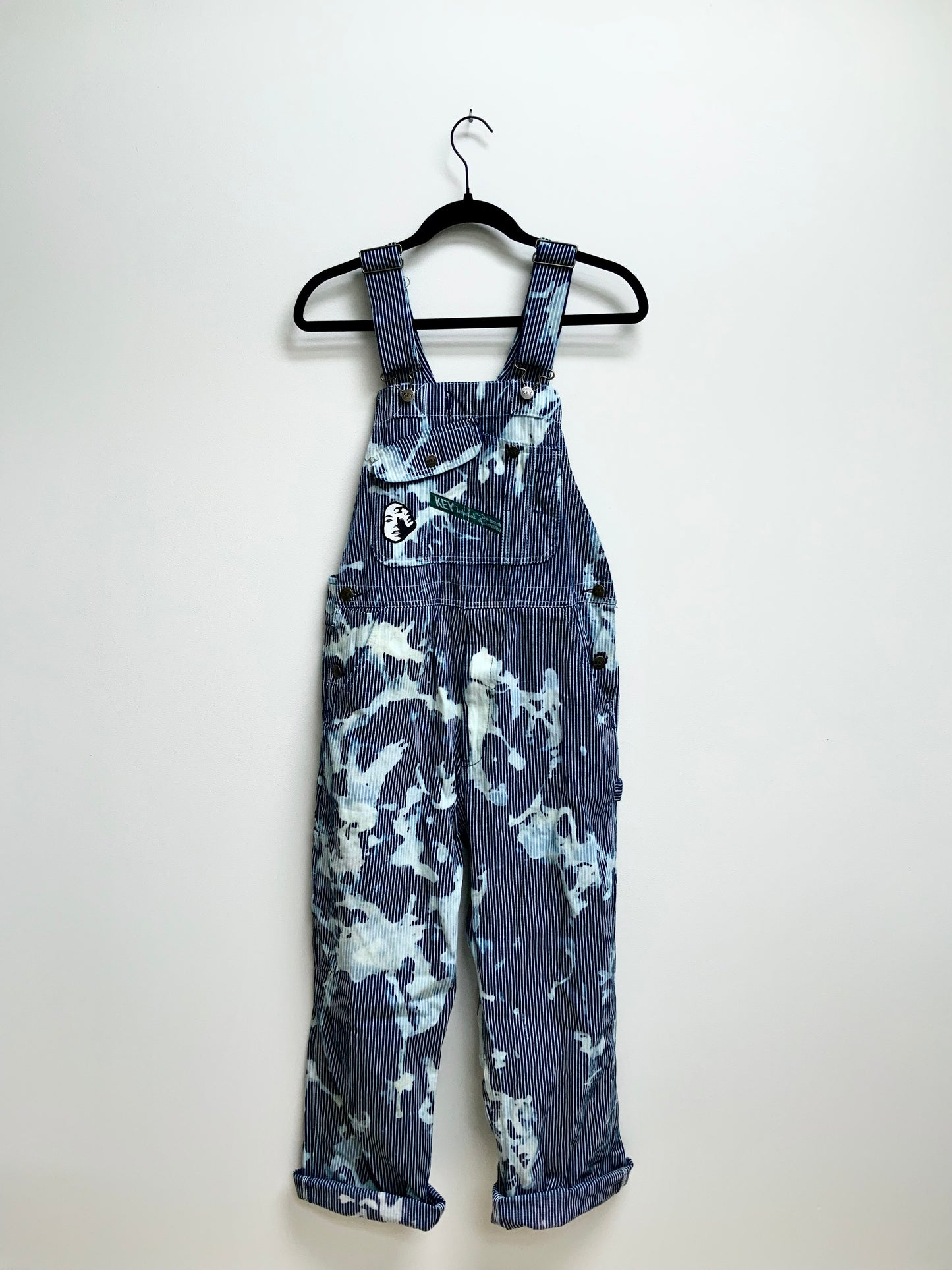 Acid Wash Pin Striped key overalls