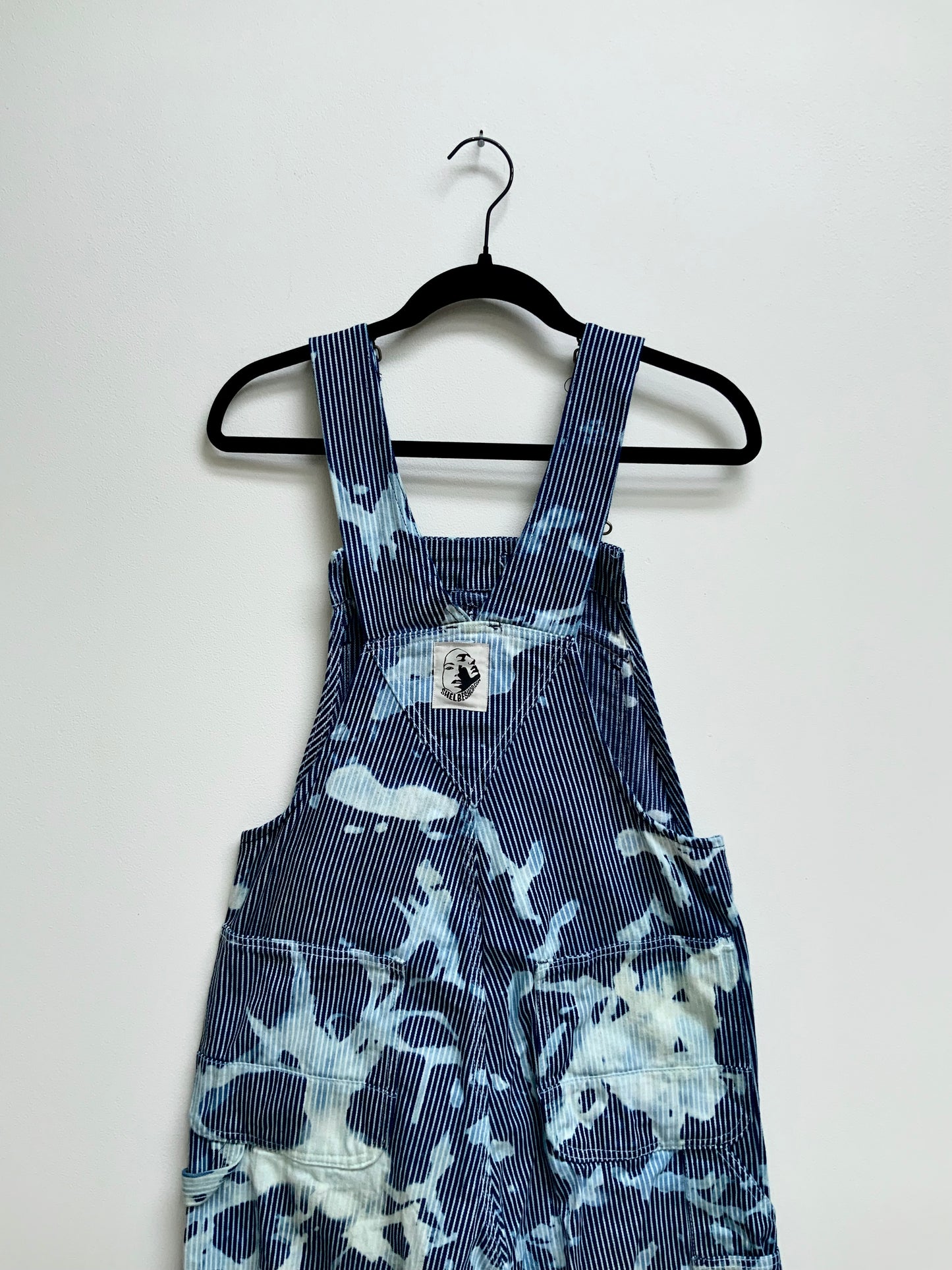 Acid Wash Pin Striped key overalls