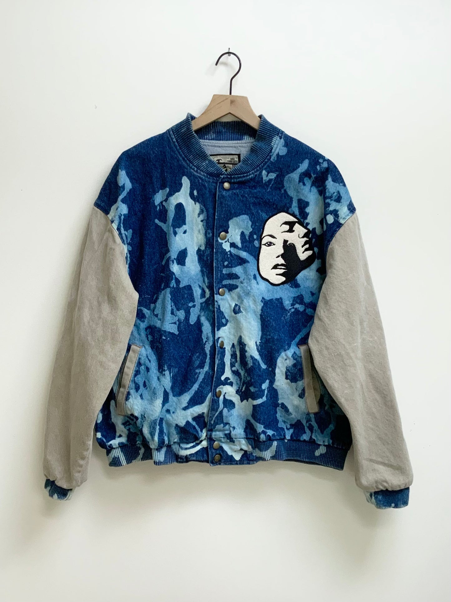 Reworked Vintage Denim Varsity Jacket - Size L