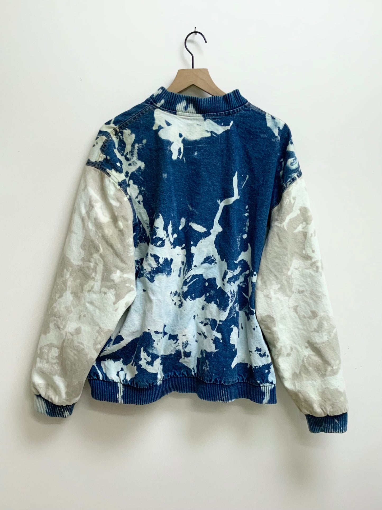 Reworked Denim Varsity Jacket- size XL