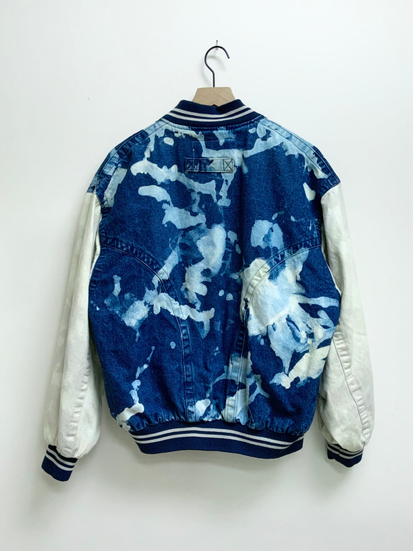 Reworked Vintage Denim Varsity Jacket- size L