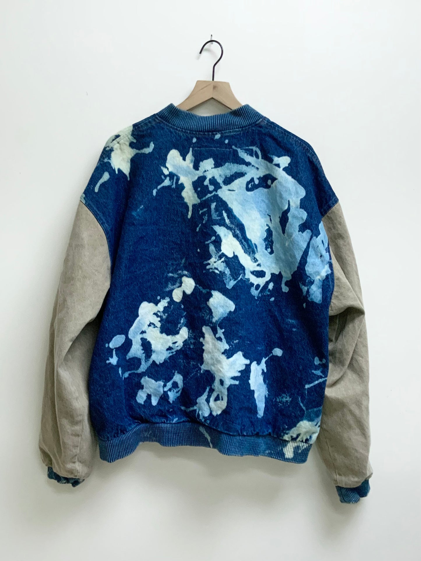 Reworked Vintage Denim Varsity Jacket- Size XL