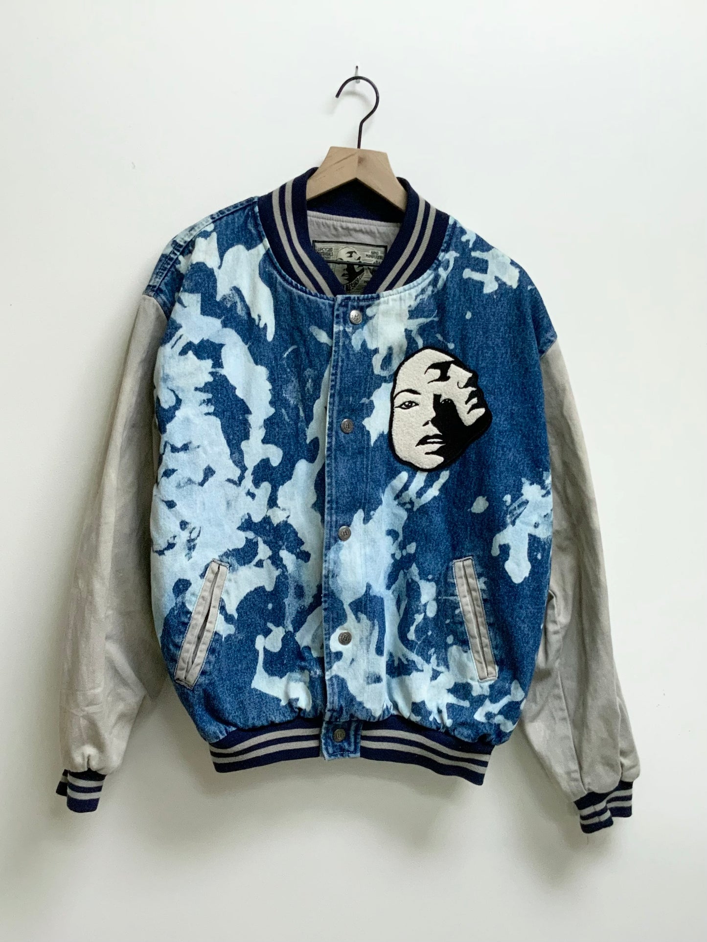 Reworked Vintage Denim Varsity Jacket - size M