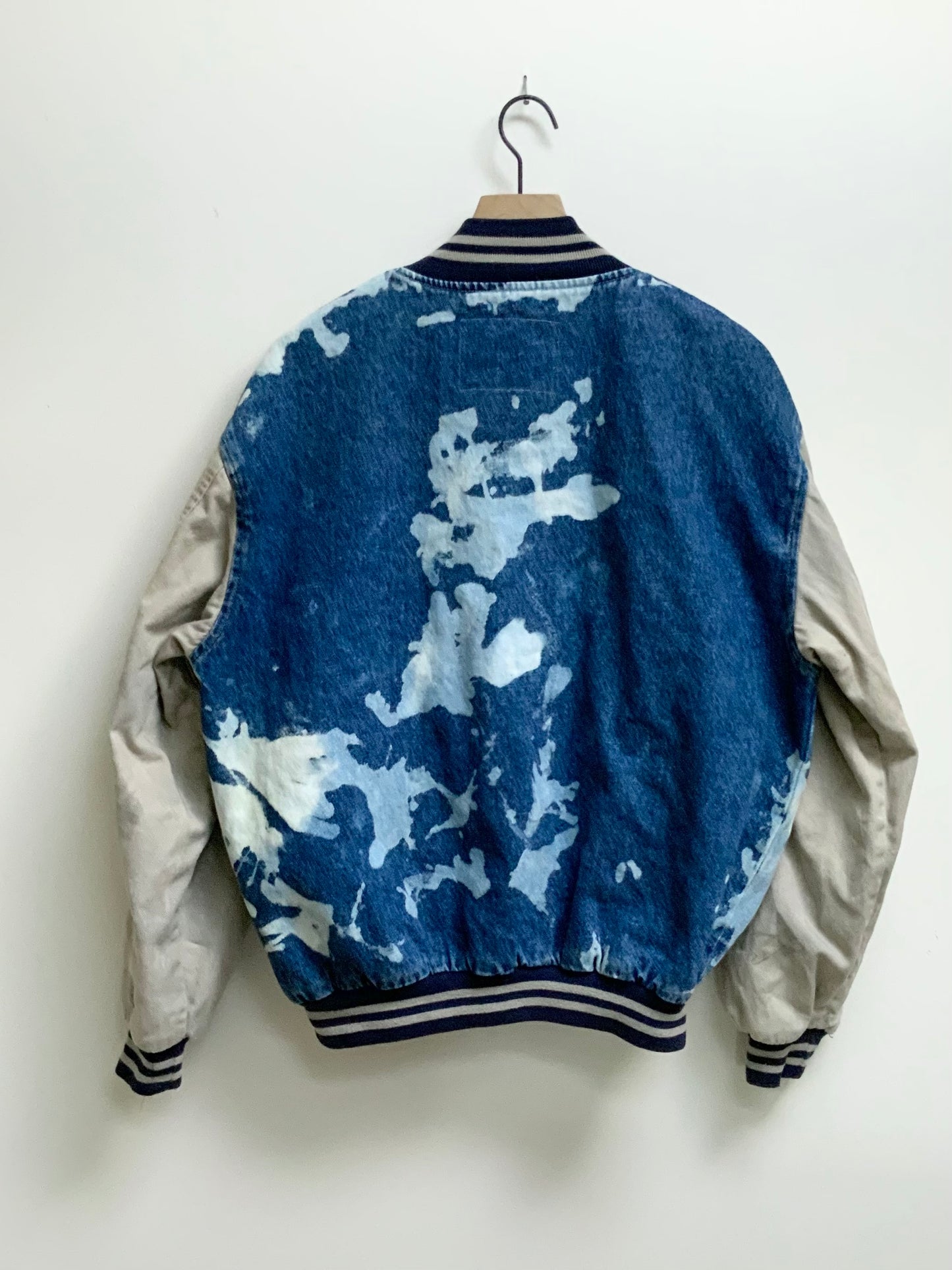 Reworked Vintage Denim Varsity Jacket - size M