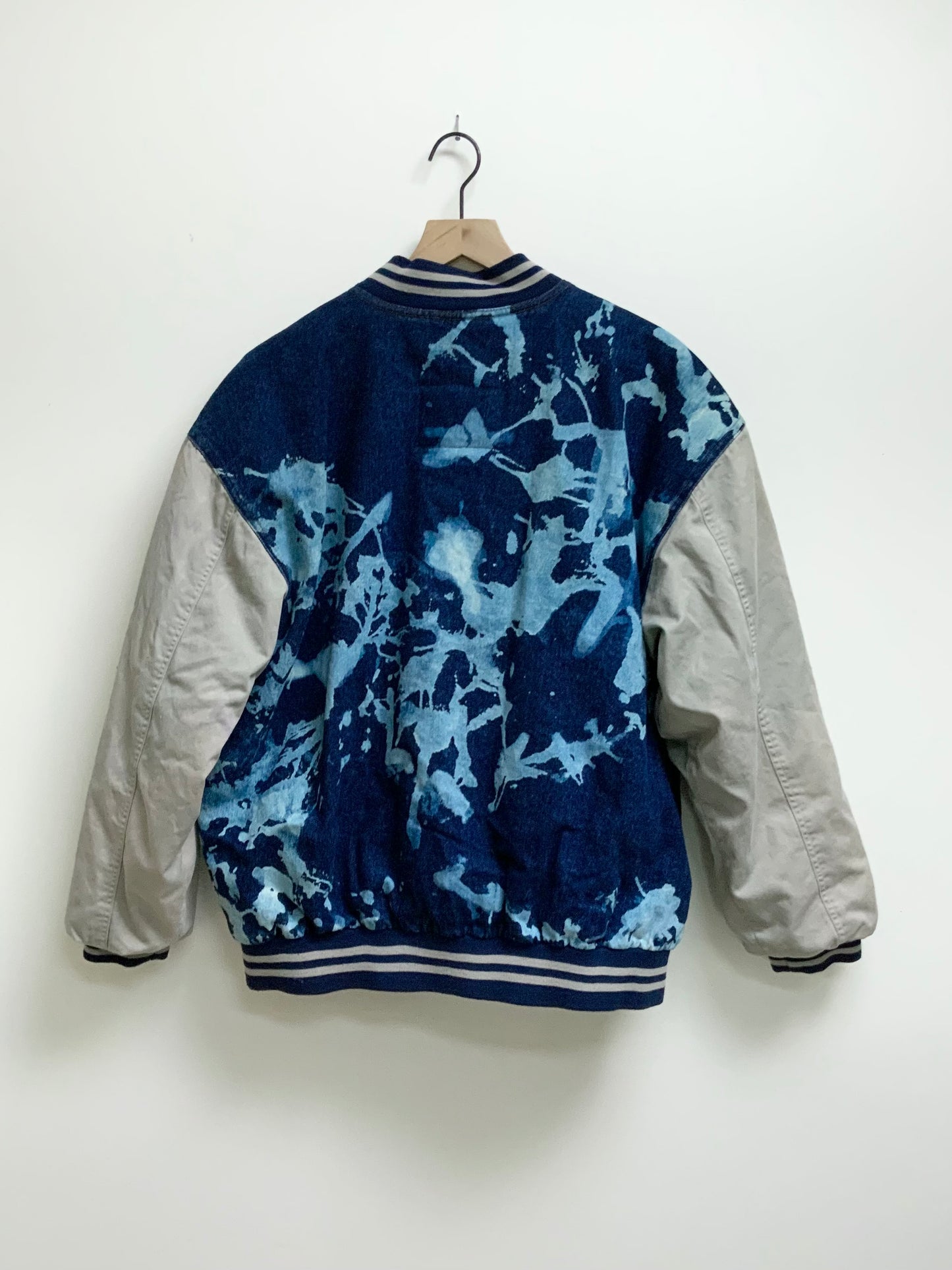 Reworked Vintage Denim Varsity Jacket- size L