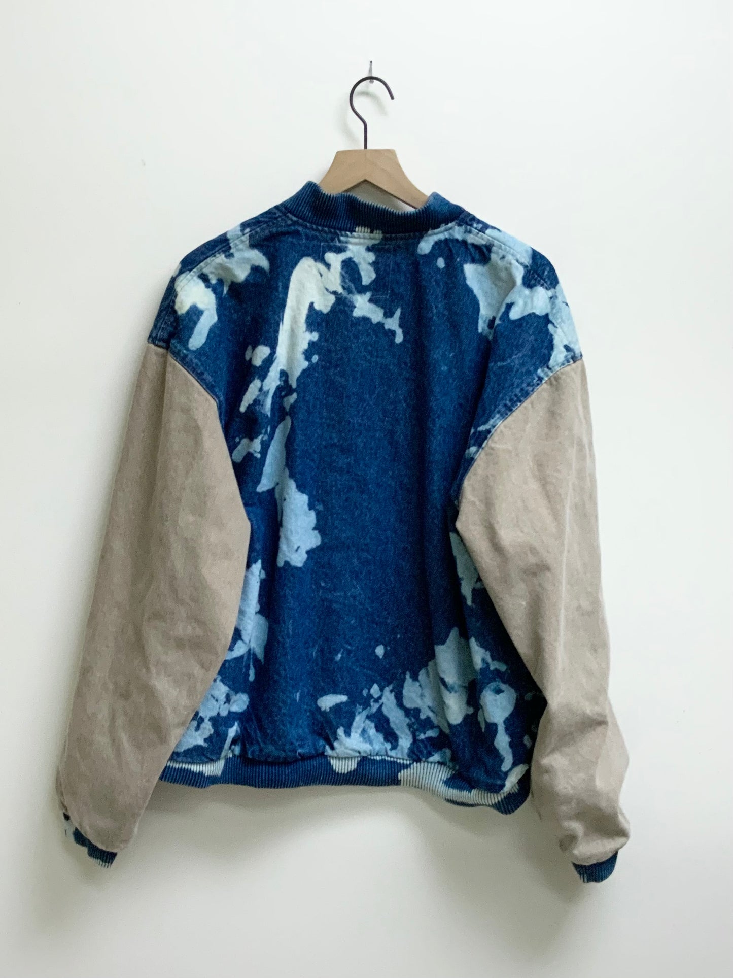 Reworked Vintage Denim Varsity Jacket- Size L