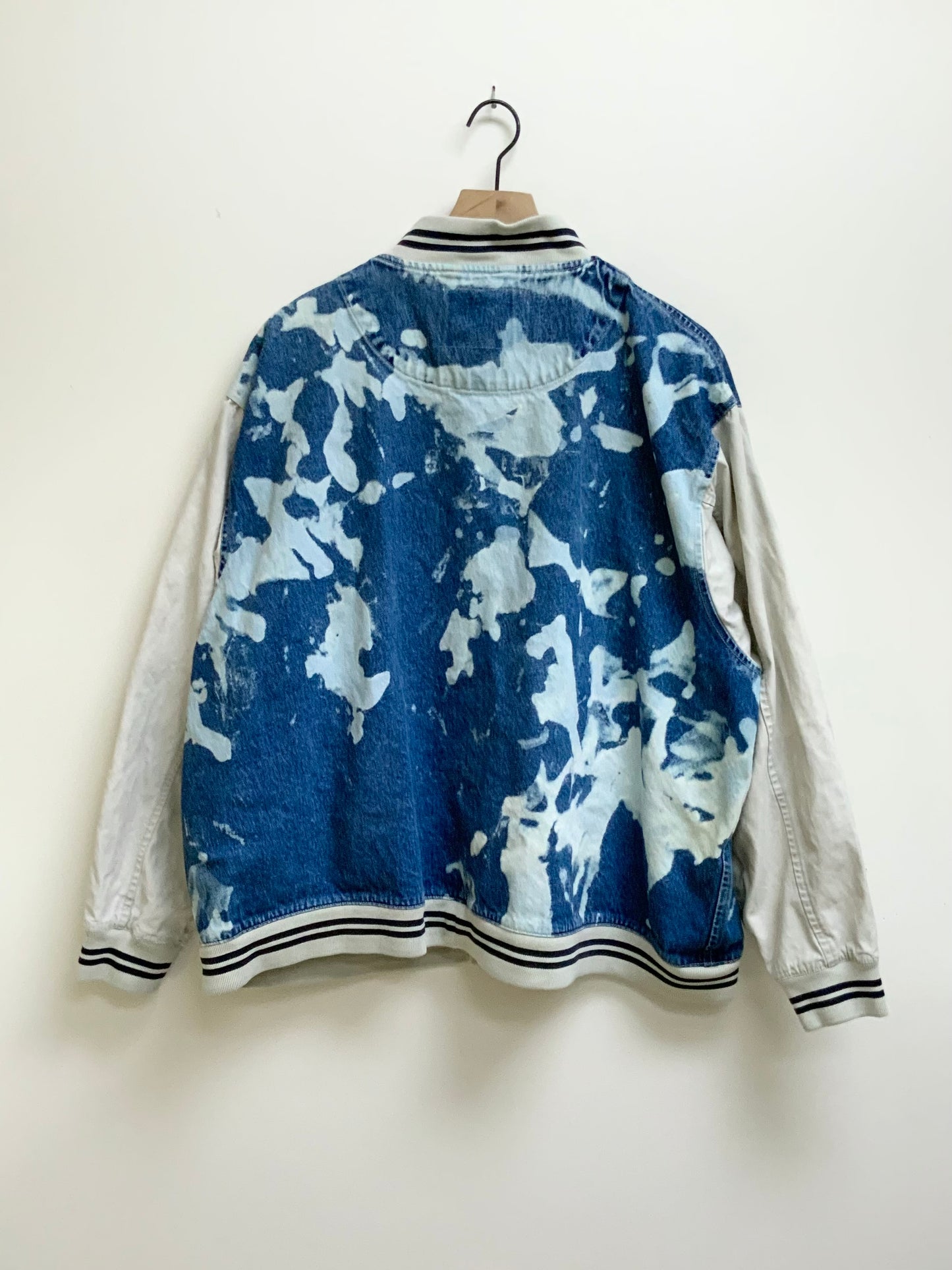 Reworked Vintage Denim Varsity Jacket- Size 2x