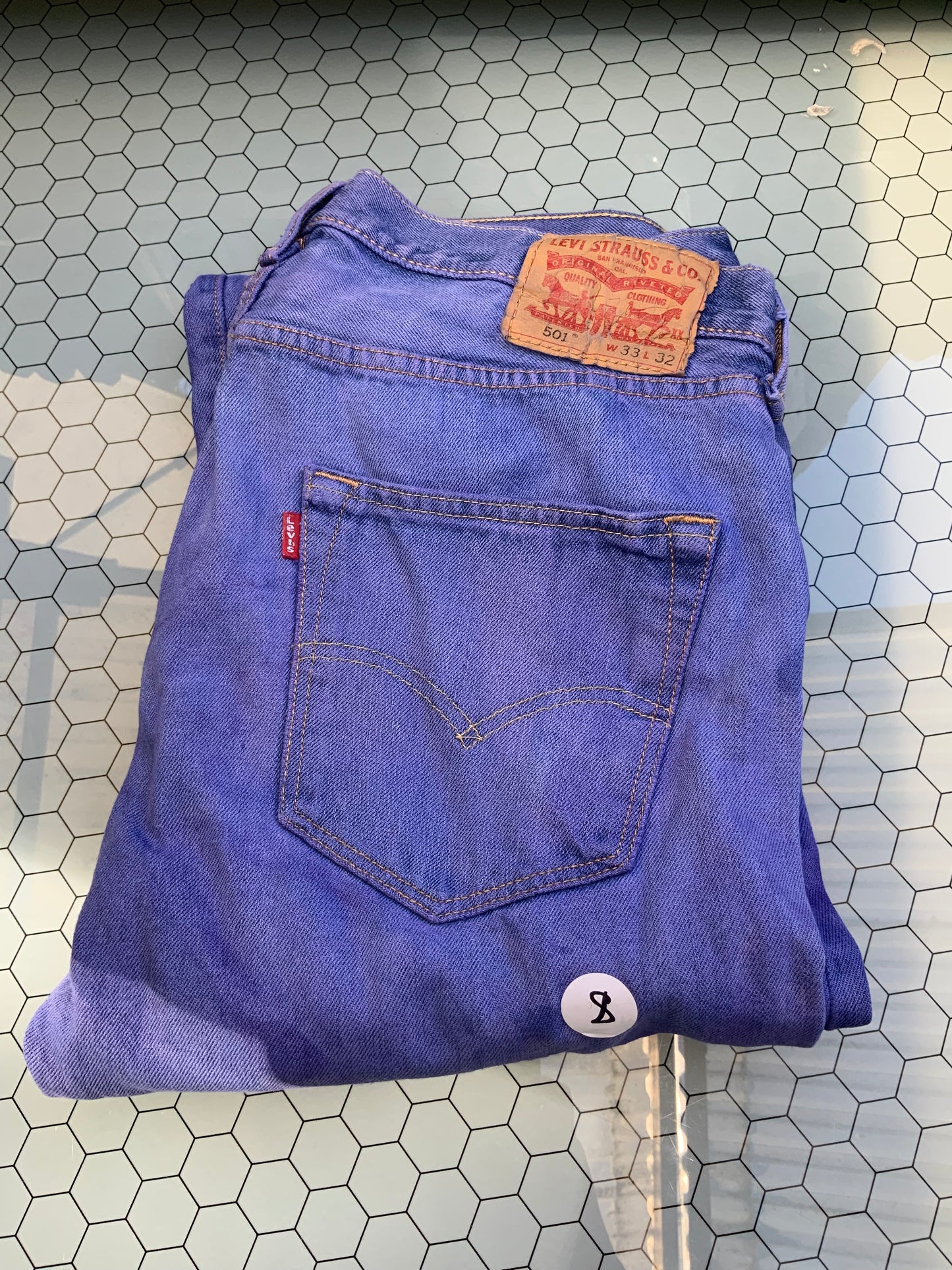Lilac dyed Levi’s Denim- 501 33x32- size 8