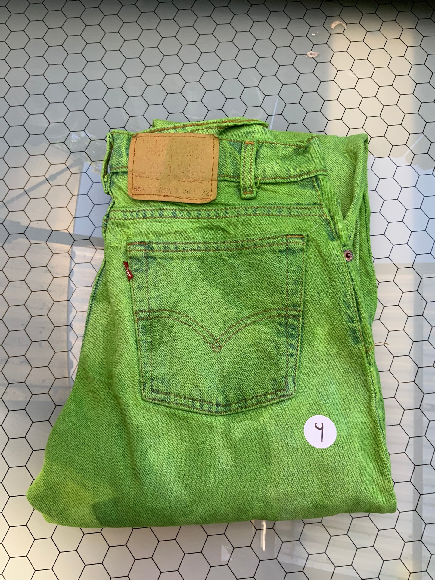 Neon Green Dyed Levi’s Denim - 550 30x32 / size 4