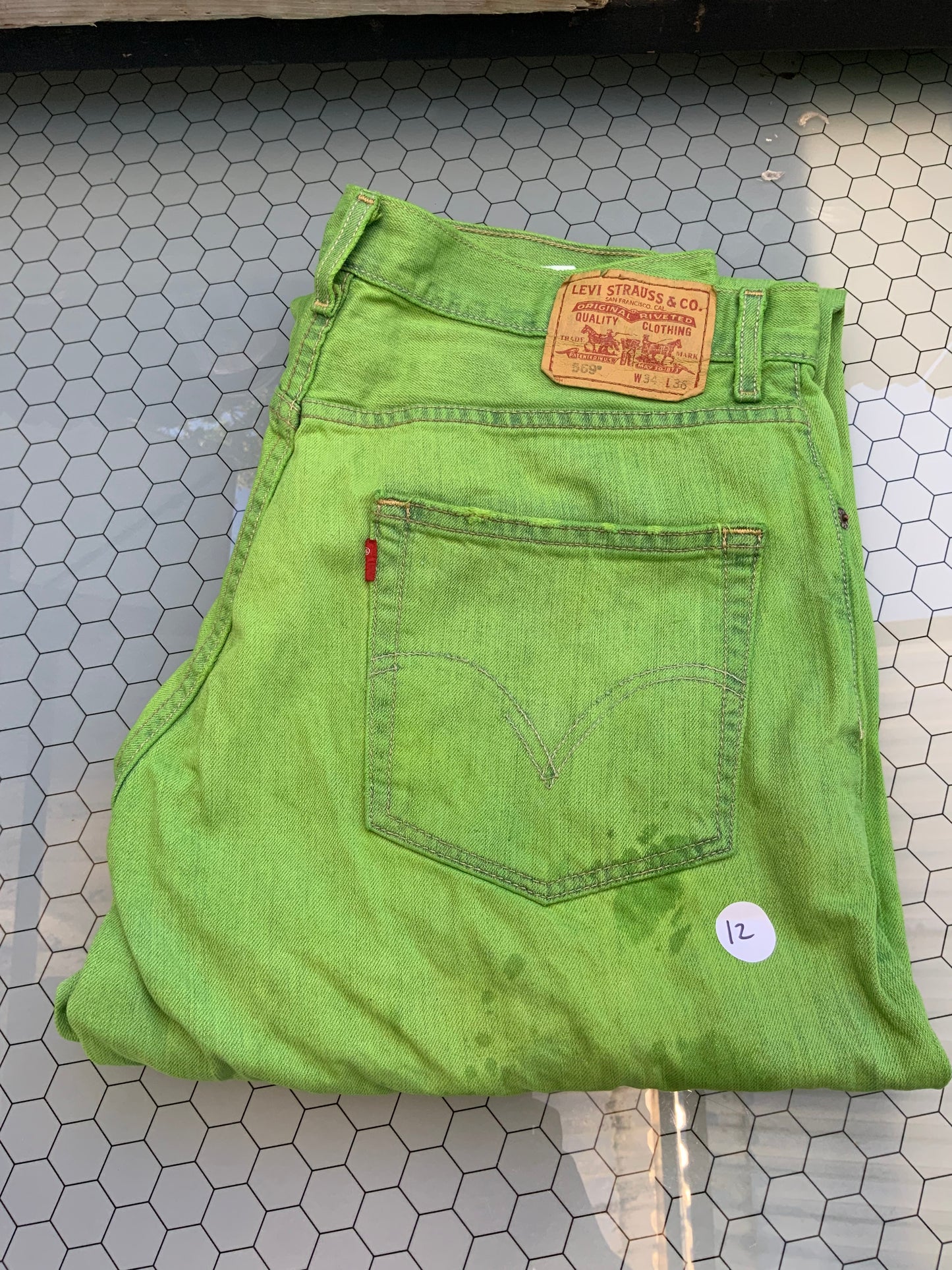 Neon Green Dyed Levi’s Denim - 569 34x36- size 12