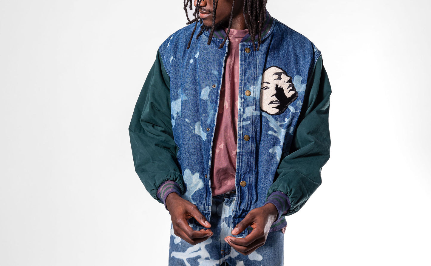 Acid wash Vintage Varsity Jacket size L