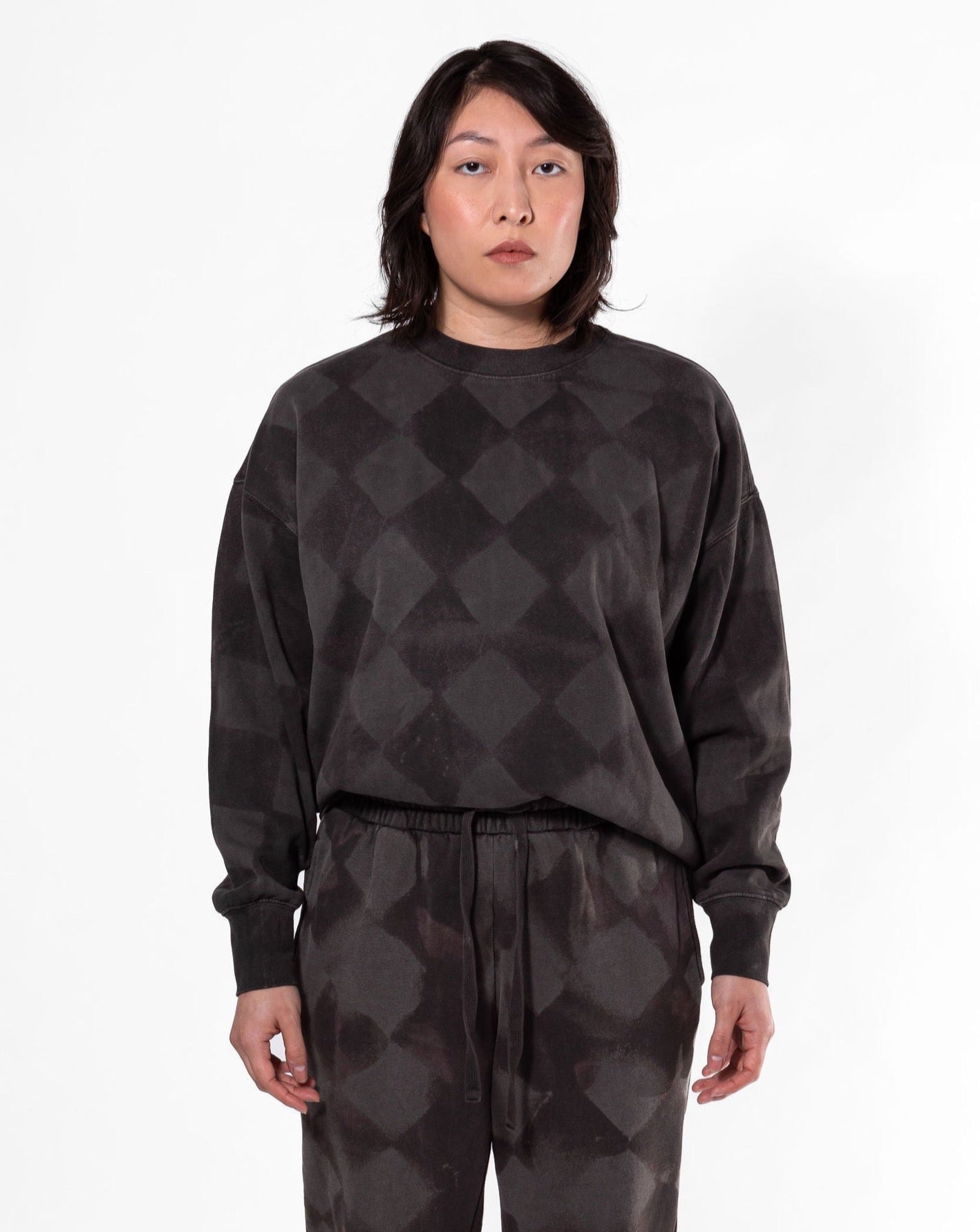 Charcoal Diamond print crew neck