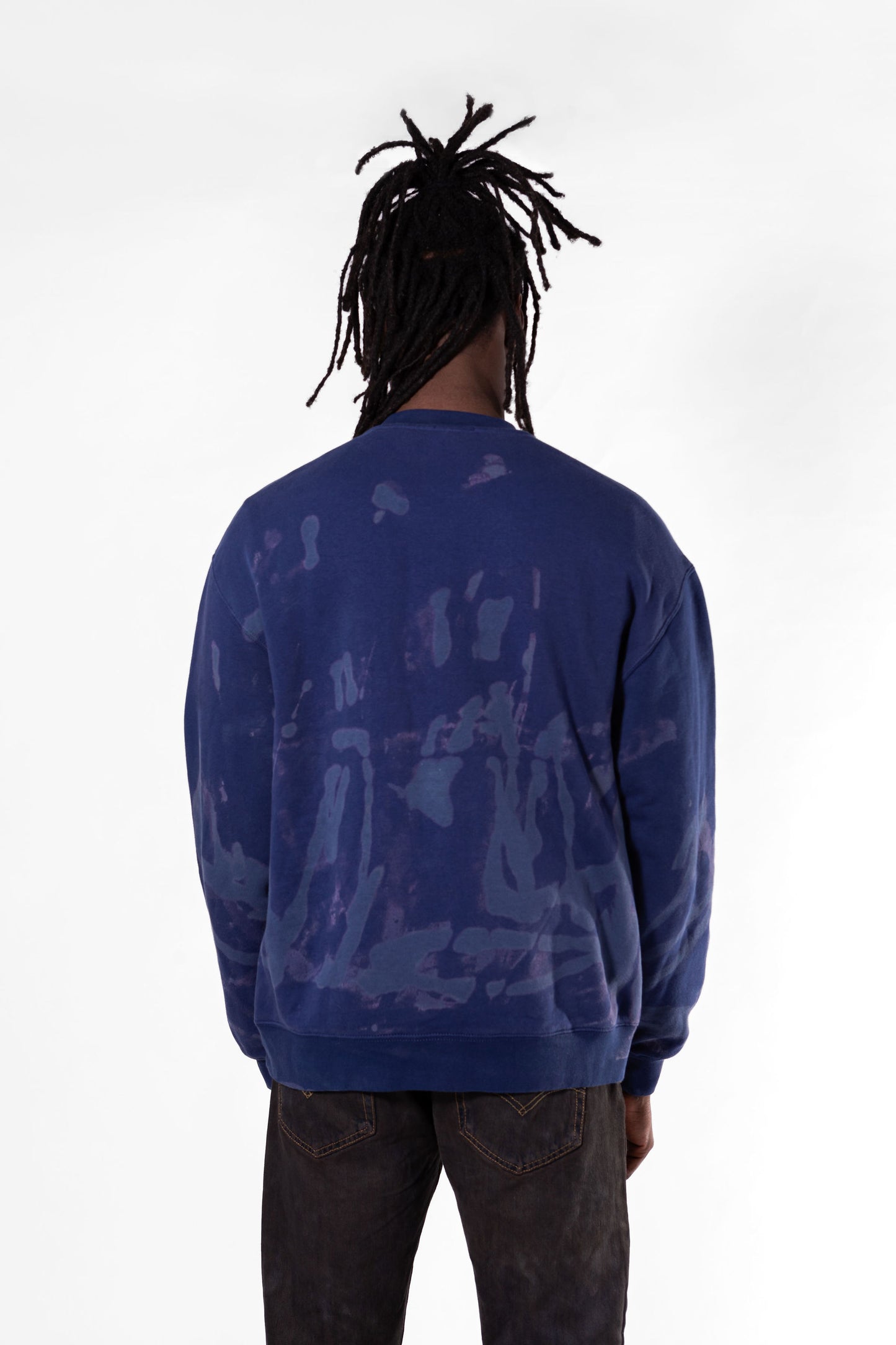 Cobalt painted acid wash crew neck