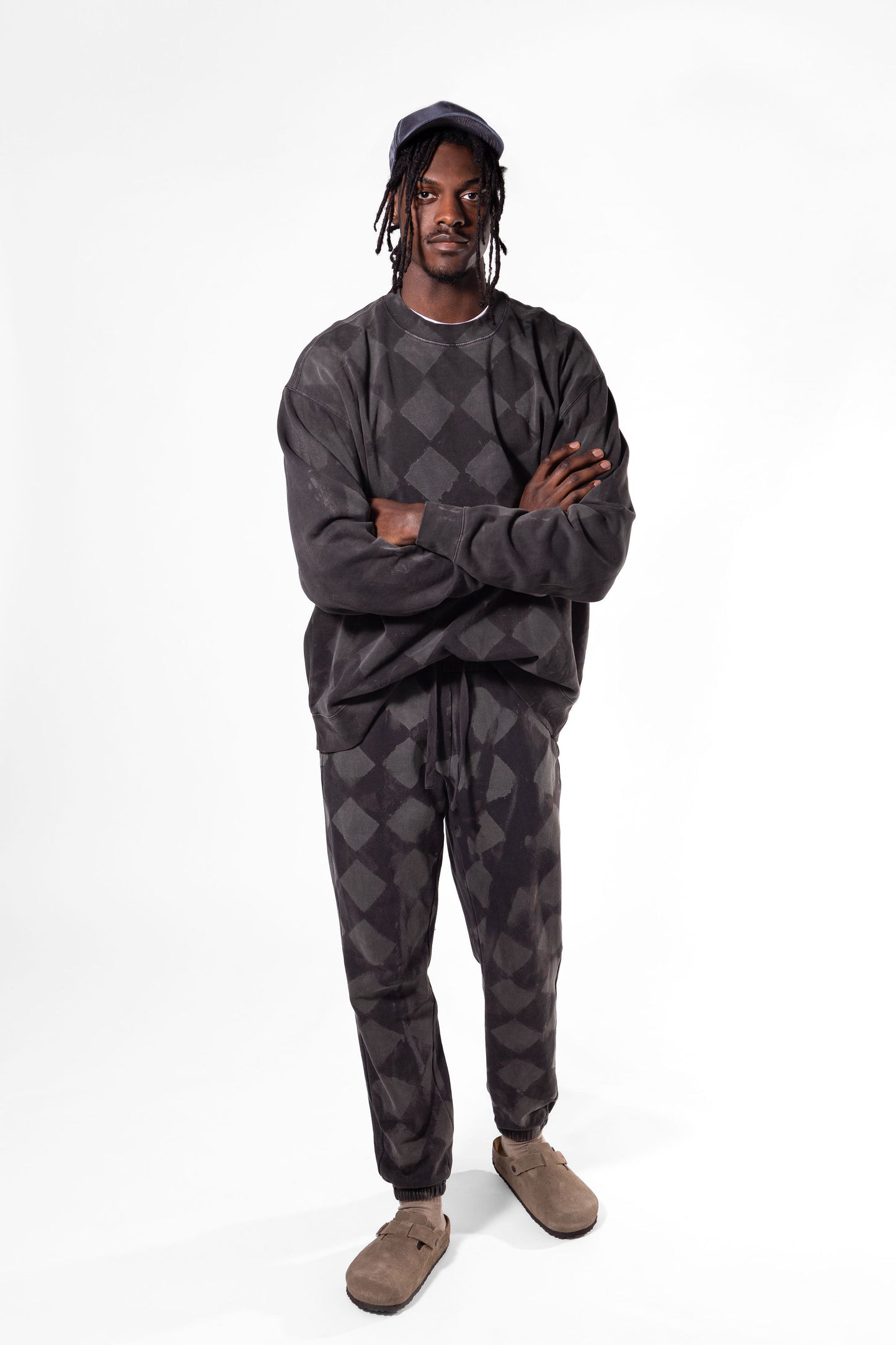 Charcoal Diamond print crew neck