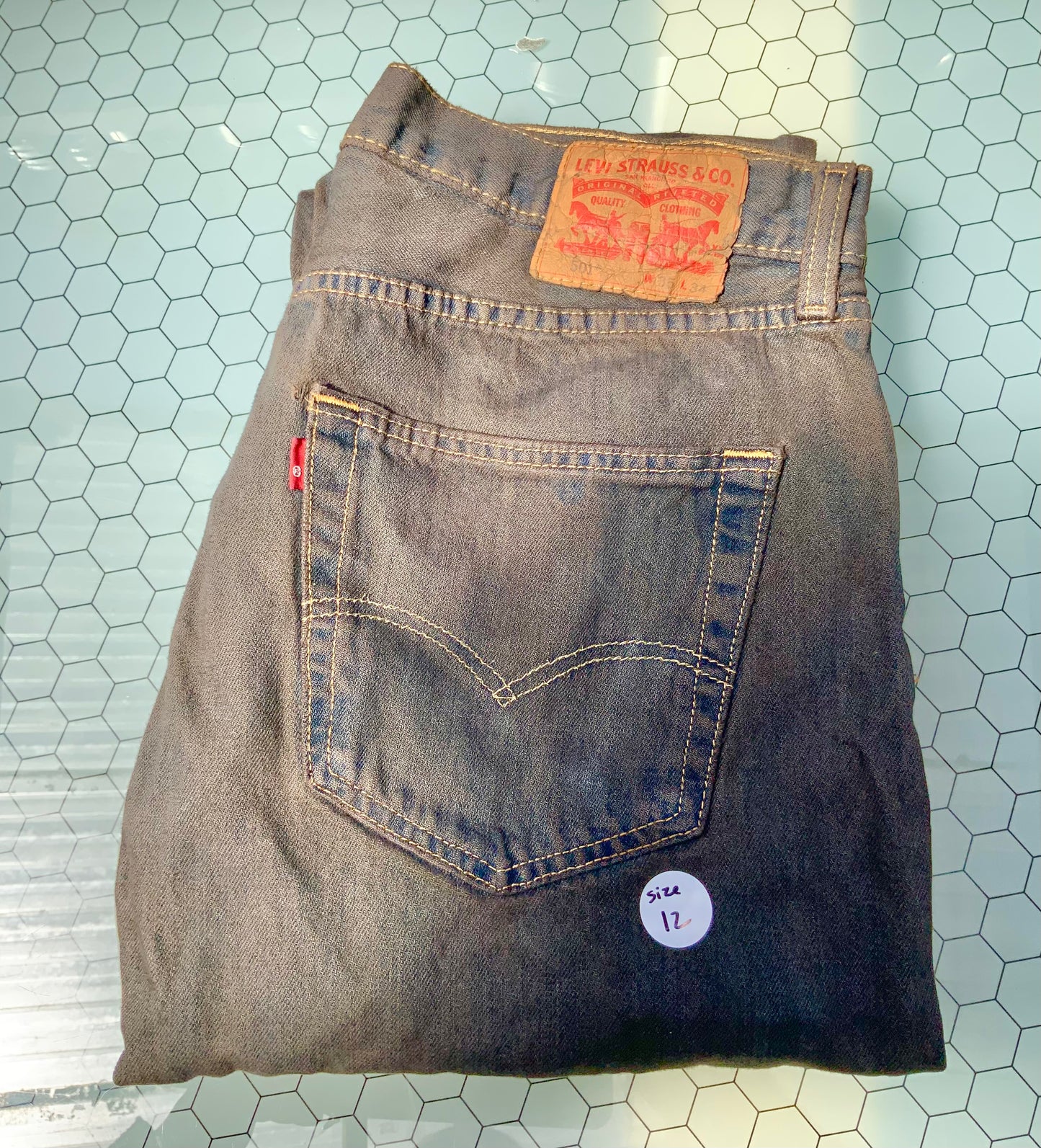 Dusty Rose dyed Levi’s Denim- 501 35x34 - size 12