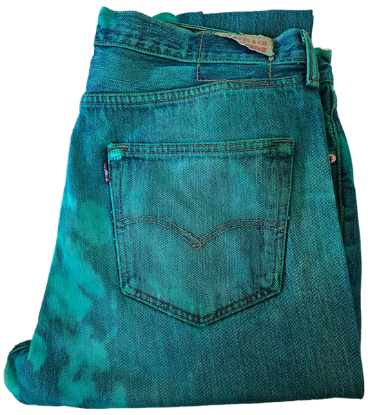 Emerald dyed Levi’s Denim- 501 36x34