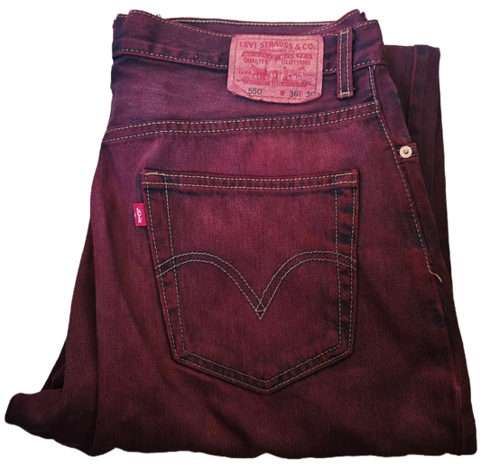 Red Dyed Levi’s Denim - 550 36x30