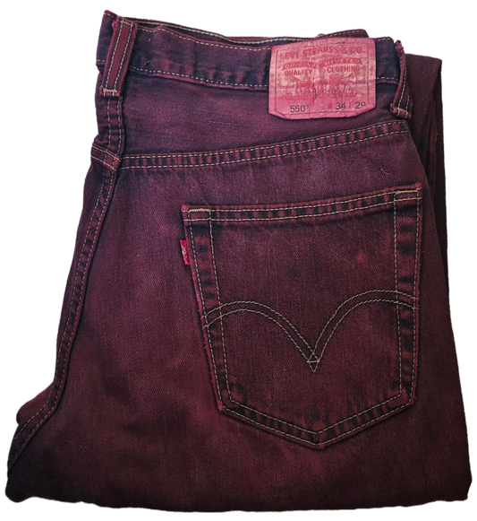 Red Dyed Levi’s Denim - 550 34x29