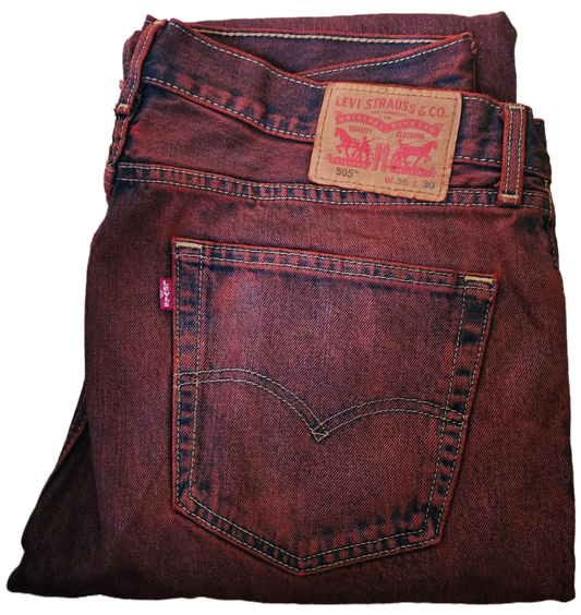 Red dyed Levi’s Denim-505 36x30