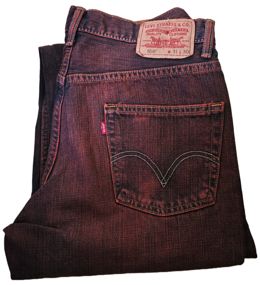 Red Dyed Levi’s Denim - 550 31x30