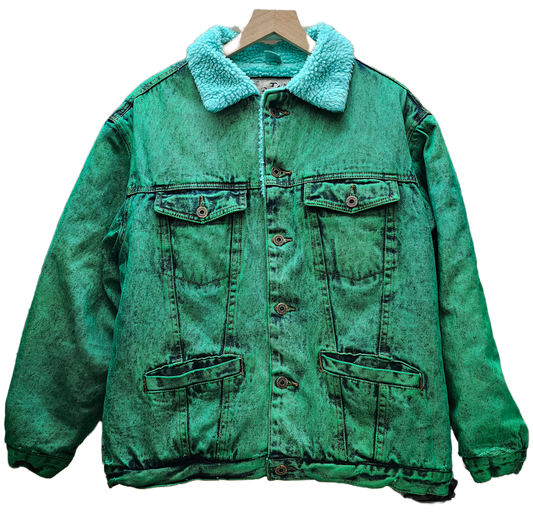 Bright Green Sherpa Lined Jacket - M