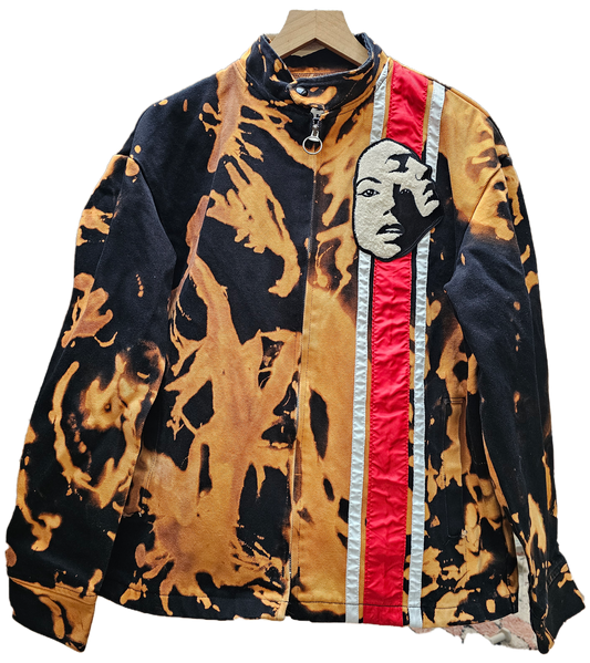 Acid wash vintage racer jacket