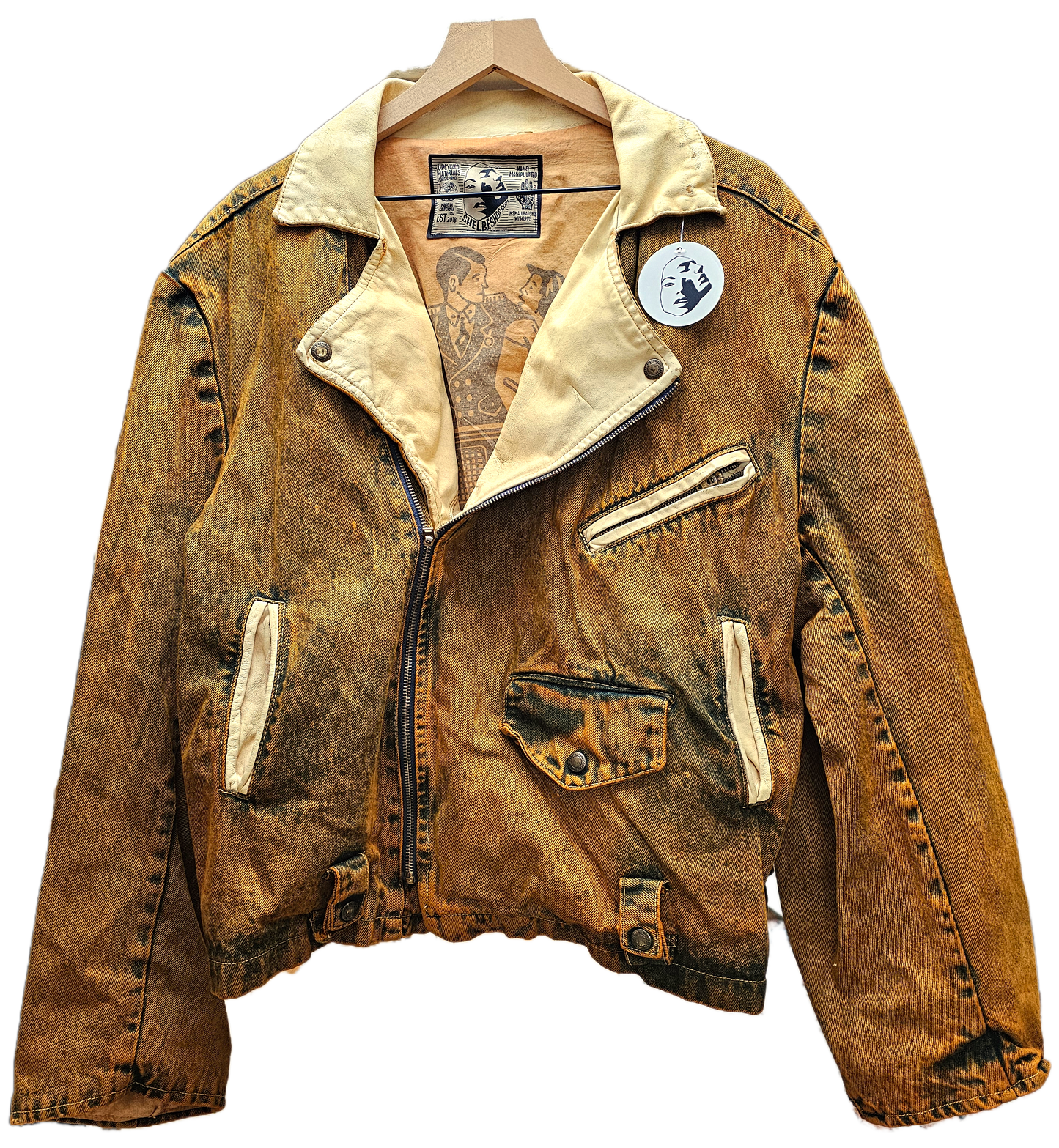 Marigold Dyed Vintage Moto Jacket- M