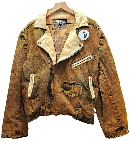 Marigold Dyed Vintage Moto Jacket- M