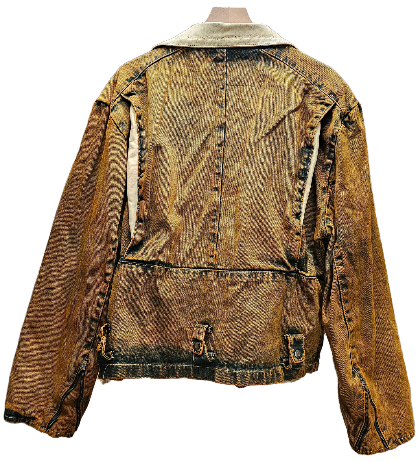 Marigold Dyed Vintage Moto Jacket- M