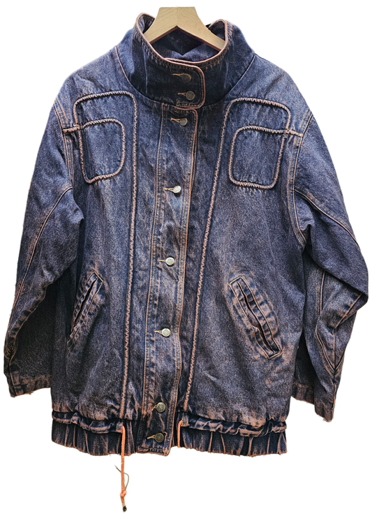 Rust dyed vintage squiggle denim jacket- M