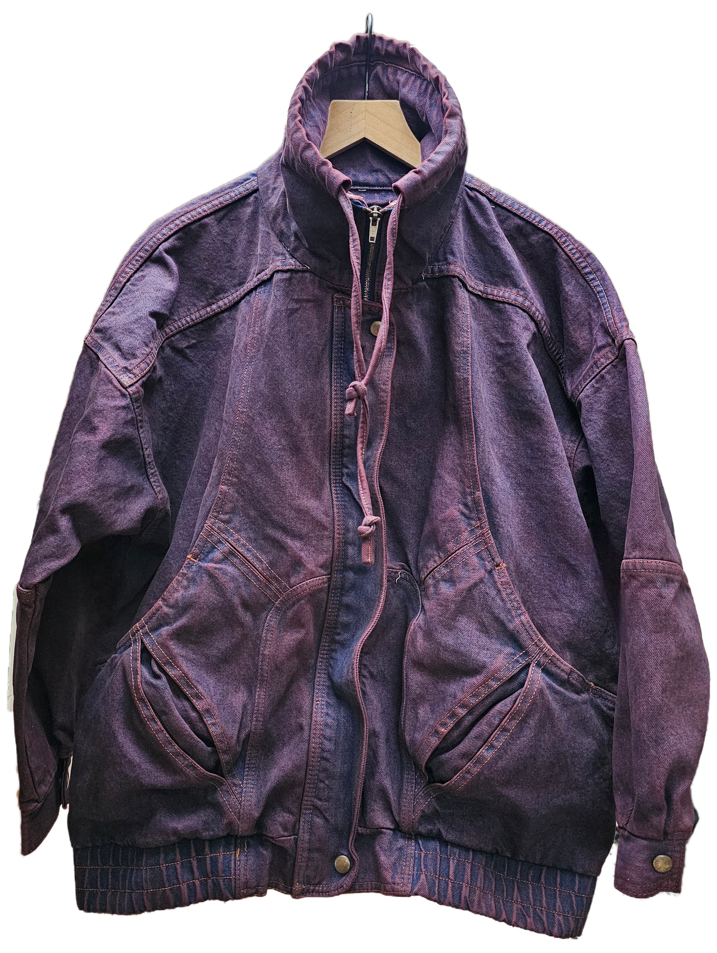 Aubergine hand dyed vintage bomber jacket- S