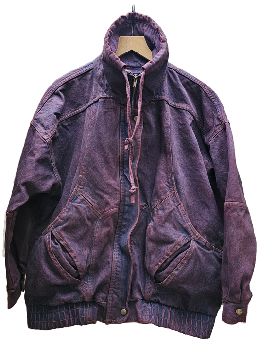 Aubergine hand dyed vintage bomber jacket- S